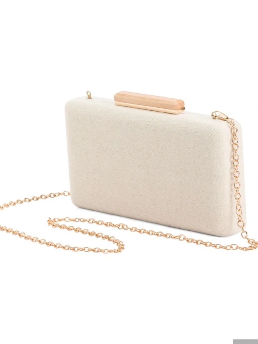 New “Bridal” in Gold Embroidered Linen Box Clutch with Floral Lining